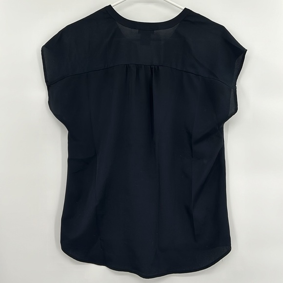 Ann Taylor Beaded Blouse Women's‎ XS Navy Blue Jeweled Snowflake Career Classic - Picture 4 of 4